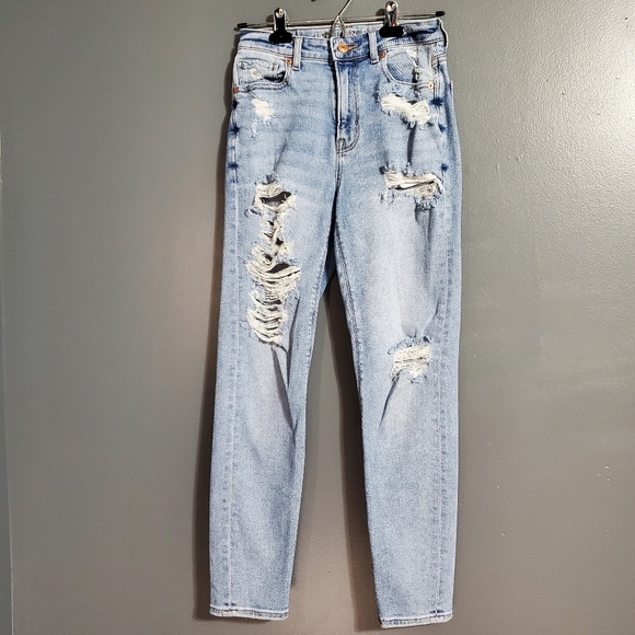 AEO American Eagle Outfitter Mom Jean Distressed Stretch Size 00 - Picture 1 of 6